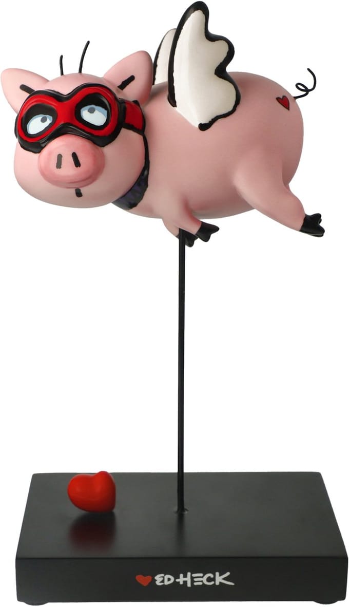 Goebel - Ed Heck | Decoratief beeld When Pigs Fly | Porselein - varken - 29cm