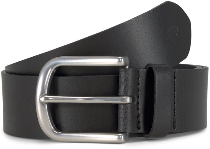 Tom Tailor - TTMARIO leren riem met afgeronde gesp - Maat 65 - black uni