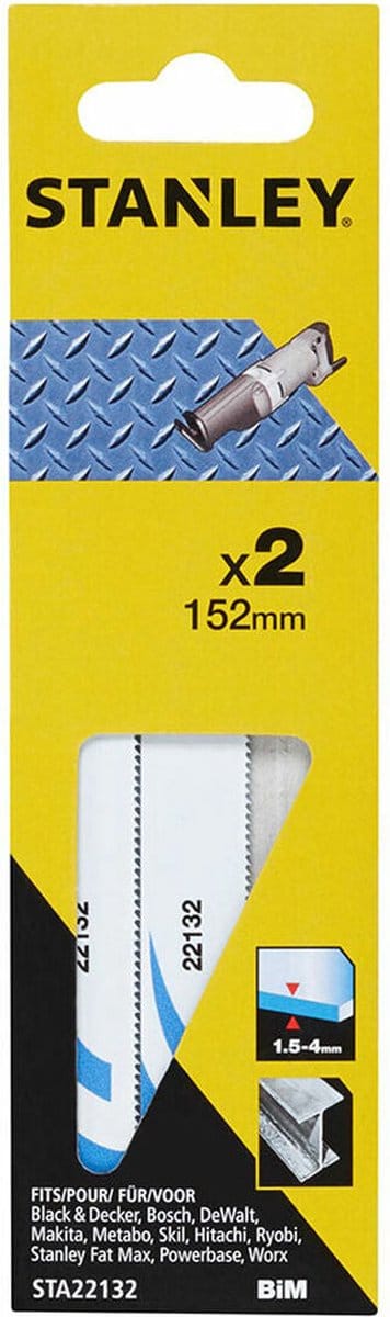 Stanley Reciprozaagblad Metaal - 152mm - 1.4tpi - Bi-metaal - 2 Stuks