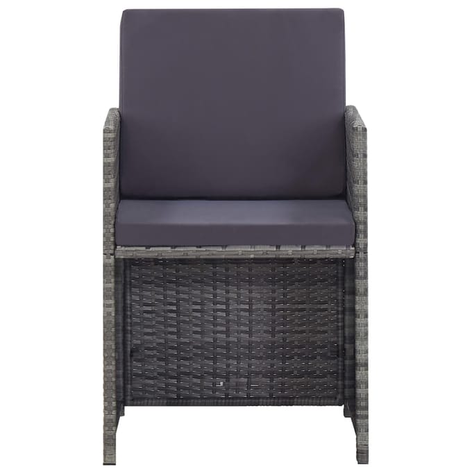 vidaXL - 5-delige - Tuinset - poly - rattan - en - acaciahout - antraciet