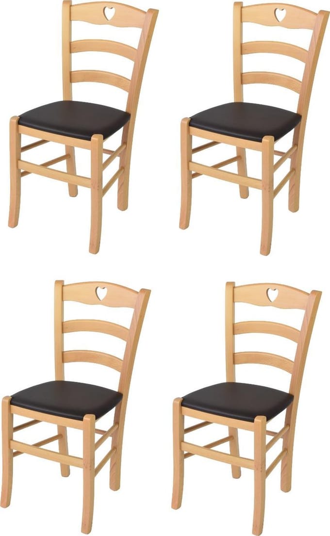 Tommychairs Cuore - Eetkamerstoel - 1 Stuk - Naturel - Stof & Hout