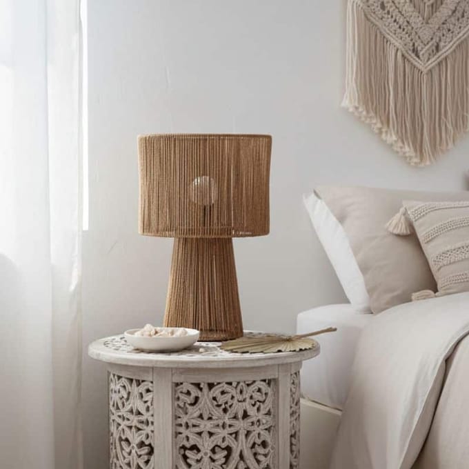 Jute tafellamp Luna - rotan tafellamp - 4Shine