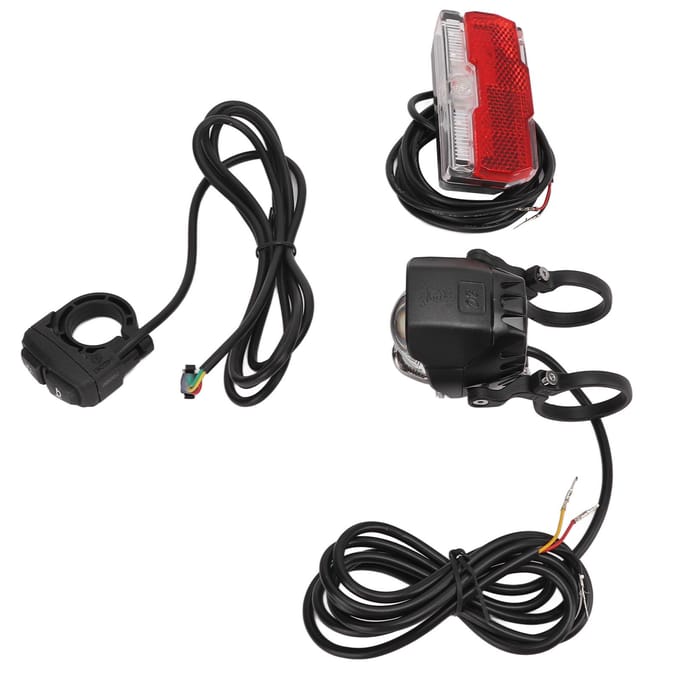 24V 36V 48V Elektrische Fiets Voor- en Achterlicht Set Koplamp en Achterlicht met Claxon Kit black