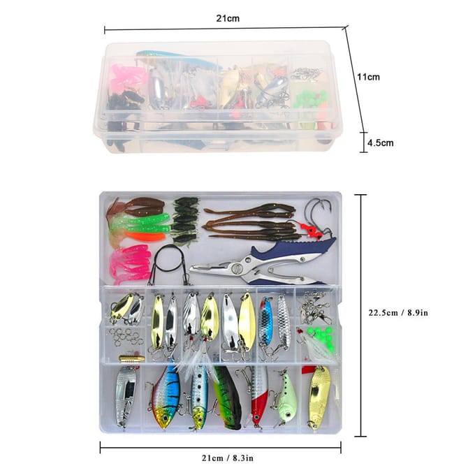 Lixada 73/101/132/232PCS Visgerei Tuig Gemengd Harde Aas Zachte Aas Visaccessoires 101pcs gray