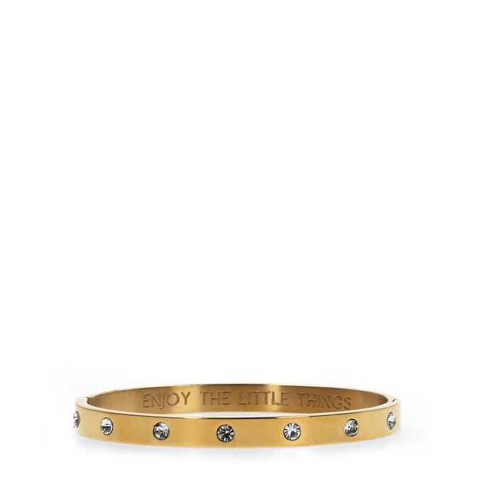 Manfield - Dames - Gouden stalen armband met diamantjes - Maat 1