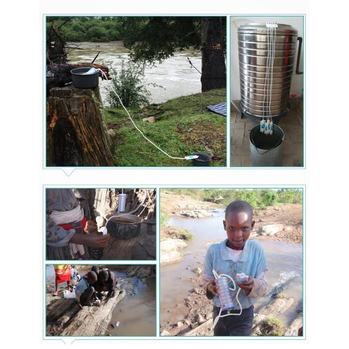 Camping Waterzuiveraar Draagbaar Drinkwater Filtratieapparaat Ondersteunt Sifon/Onderdruk 2 wit