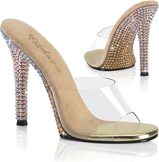 Fabulicious - GALA01DMM Muiltjes met hak - US 9 - 39 Shoes - Transparant/Goudkleurig