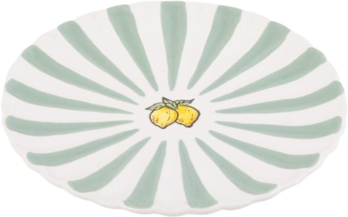 Ontbijtbord Fruity Citron – Groen/Wit – Aardewerk – ø 20cm - Dishes & Deco