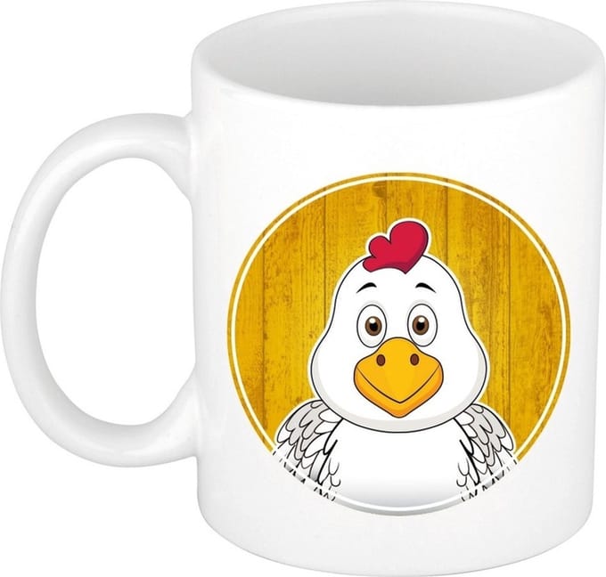Kip mok - wit - keramiek - 300 ml - kinder beker kip