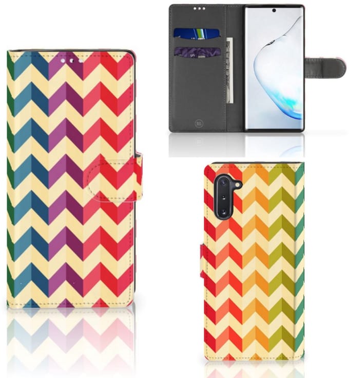 Boekhoesje voor Samsung Galaxy Note 10 Telefoon Hoesje Zigzag Multi Color