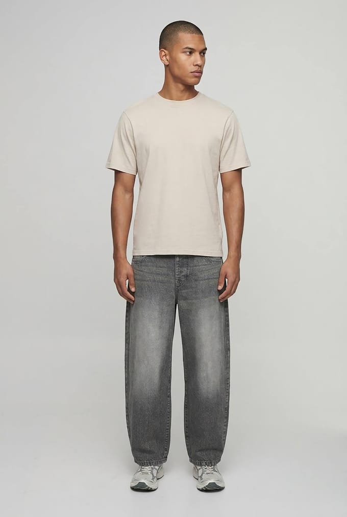 Essential Barrel Fit Rigid Washed Jeans | Stone | Size 44R