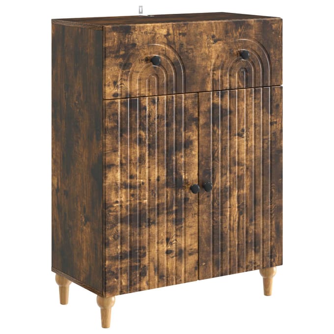vidaXL - Dressoir - Gerookt - eiken - 66 - x - 34,5 - x - 90 - cm - Bewerkt - hout
