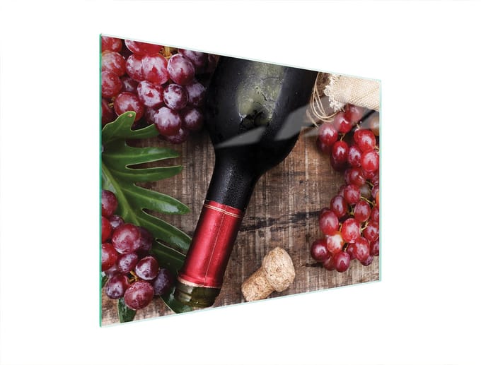 TMK ArtDeko - Snijplank Glas - 40x30 cm - Wijnmotief - Antislip