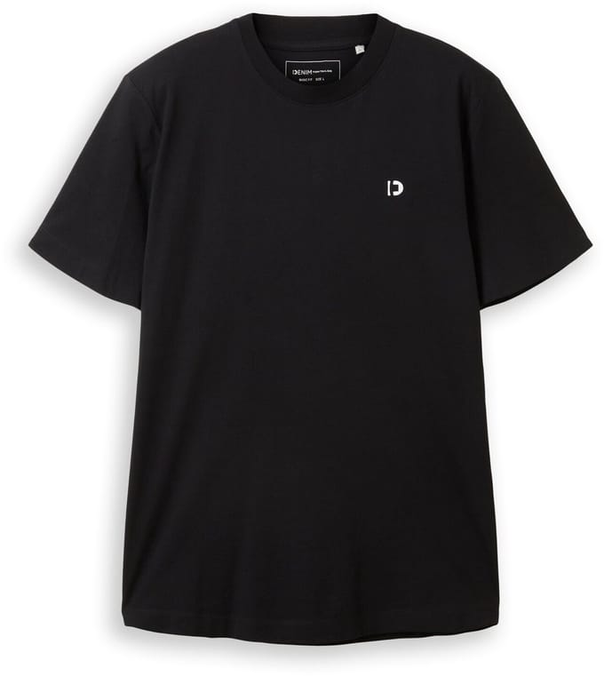 Tom Tailor Denim - Basic T-shirt met logo-print - Maat S - Black