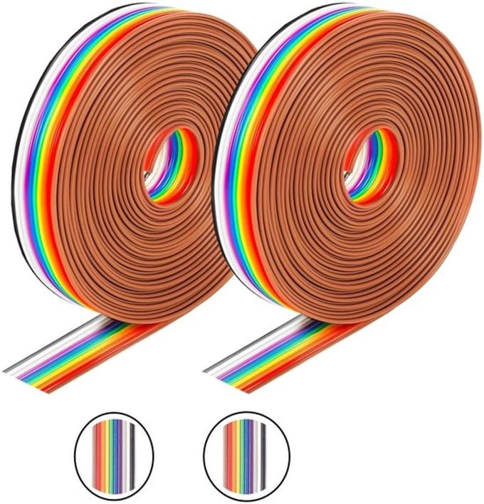 Allecto - Lintkabel - Regenboogkleur - 2,54 mm connectoren - Plat