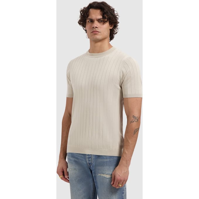 Pure Path Drop-Needle Knitted T-shirt Sand (26010808 - 46)