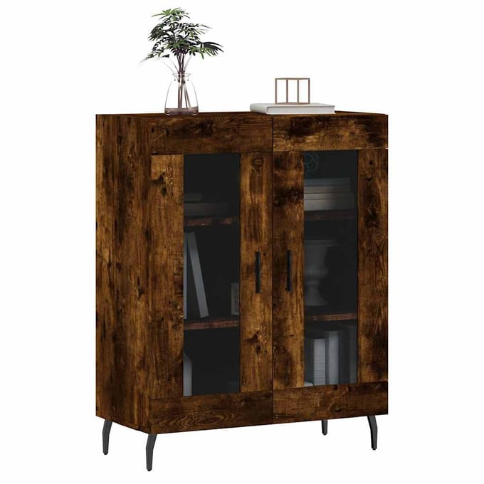 vidaXL Dressoir 69,5x34x90 cm bewerkt hout gerookt eikenkleurig