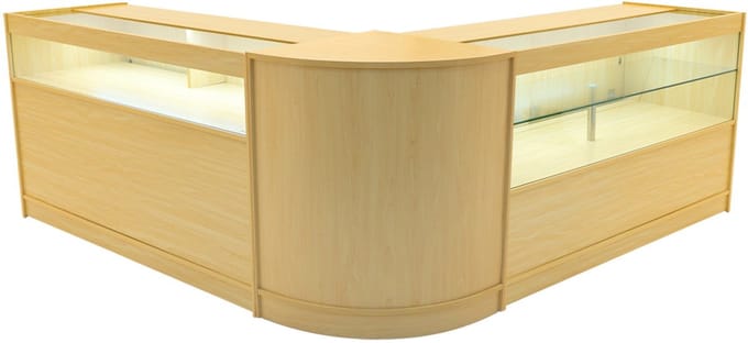 Adonis led winkeltoonbank set - esdoorn - 150 & 60 cm - led