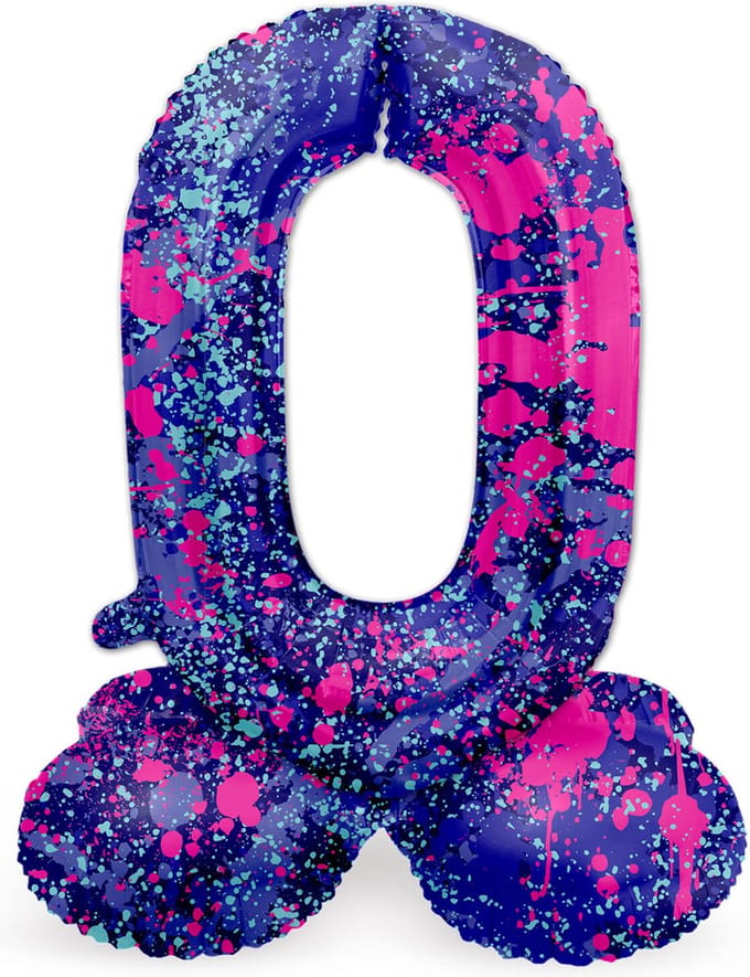 Folat - Staande folieballon Cijfer 0 Paint Splash - 41 cm