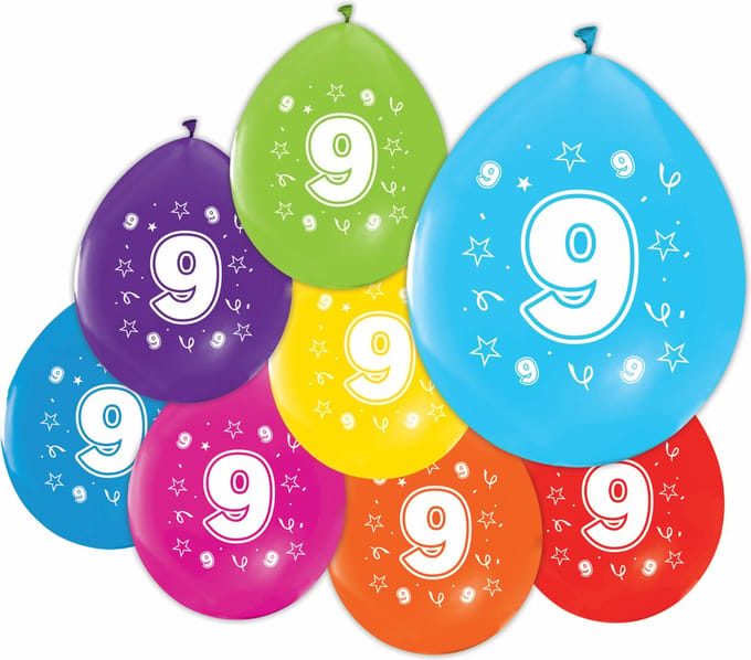 Latex ballonnen 9 jaar verjaardag