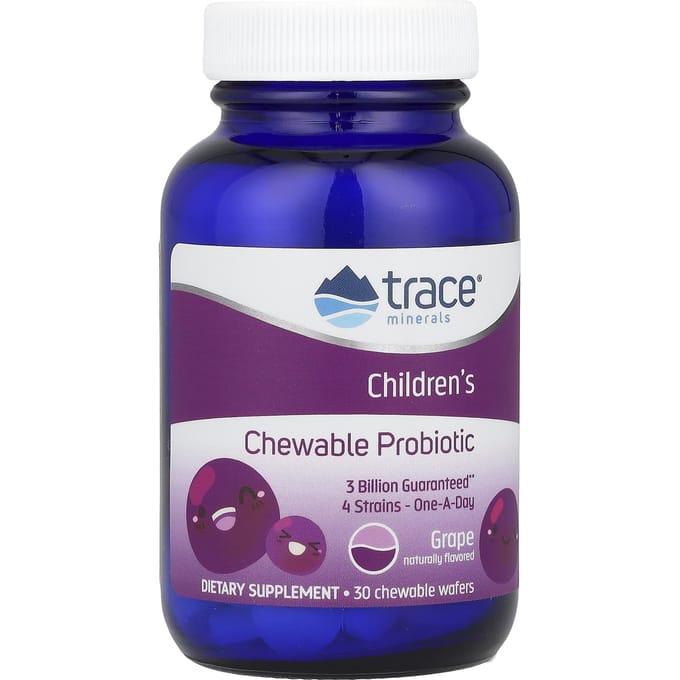 Trace, Kauwbare Probiotica voor Kinderen, Druivensmaak, 30 Kauwtabletten