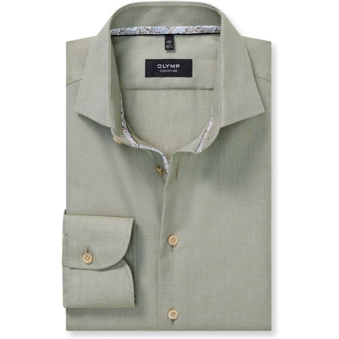 OLYMP Signature Overhemd, Tailored Fit, Signature Kent, Grijsgroen