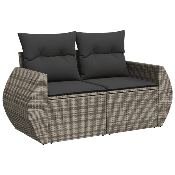 vidaXL - 10-delige - Loungeset - met - kussens - poly - rattan - grijs