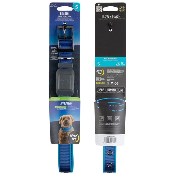 Nite Ize NITEDOG Herlaadbare Led halsband voor een Hond Blauw Small