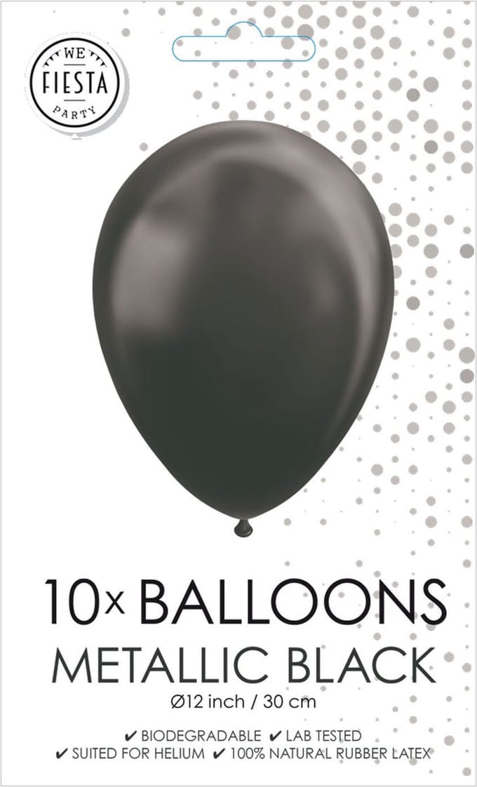 Globos Balloons Metallic Black 30cm 10pcs.