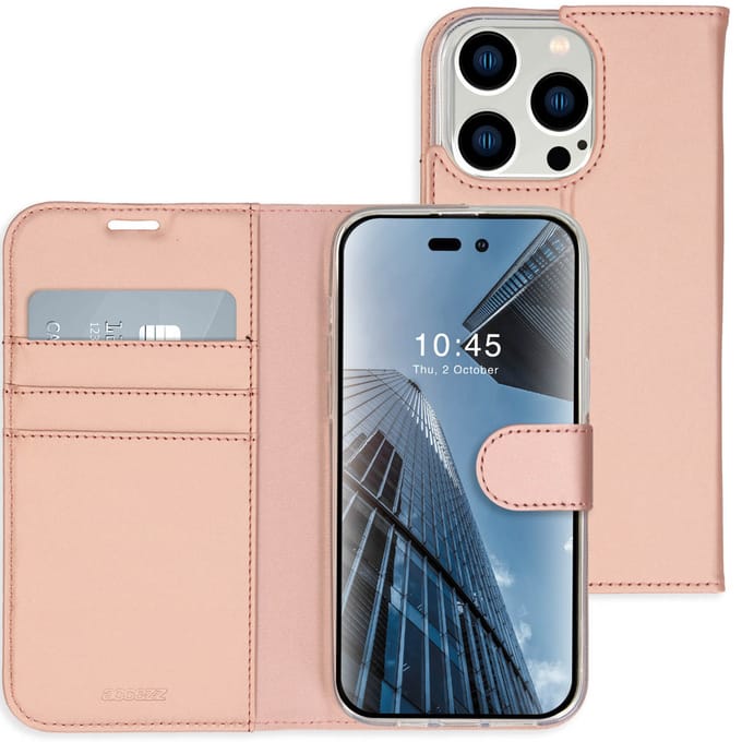 Accezz Hoesje - Geschikt voor Apple iPhone 14 Pro Max - Wallet Softcase Bookcase - Rosé Goud