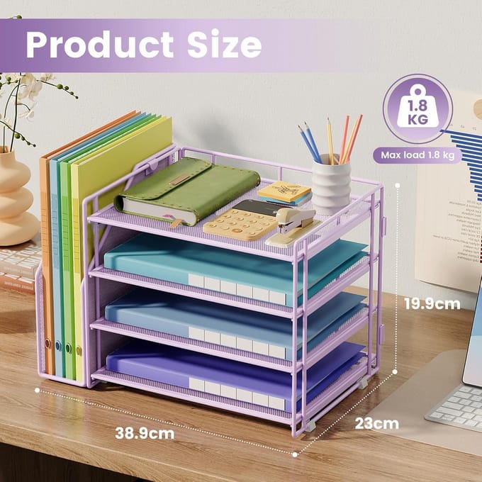 Bureau Organizer met 4 Lades - Documentenbak A4 - Tijdschriftenhouder - Archiefsortering