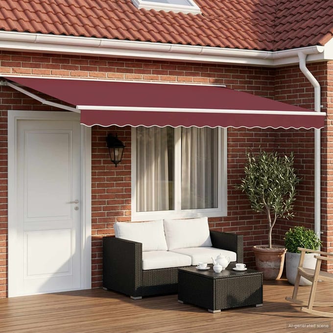 vidaXL - Handmatig - uitschuifbare - luifel - Bordeauxrood - 4 - × - 3 - m