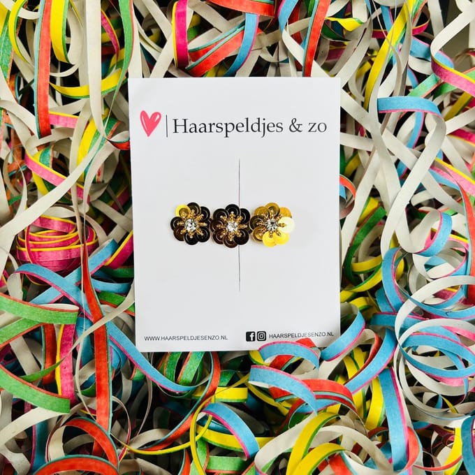 Paillettenbloemen op alligatorclip - carnaval - haaraccessoires