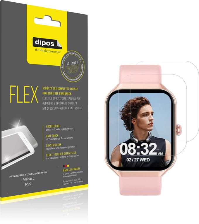 dipos – 2x Beschermfolie geschikt voor Matast P99 | 3D Full Cover Screenprotector | 100% Passend