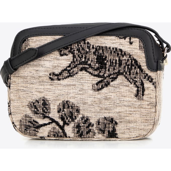 Wittchen Serie - Schoudertas Dames - Jacquard en Eco-leer - Verstelbare Band - Krem en Zwart