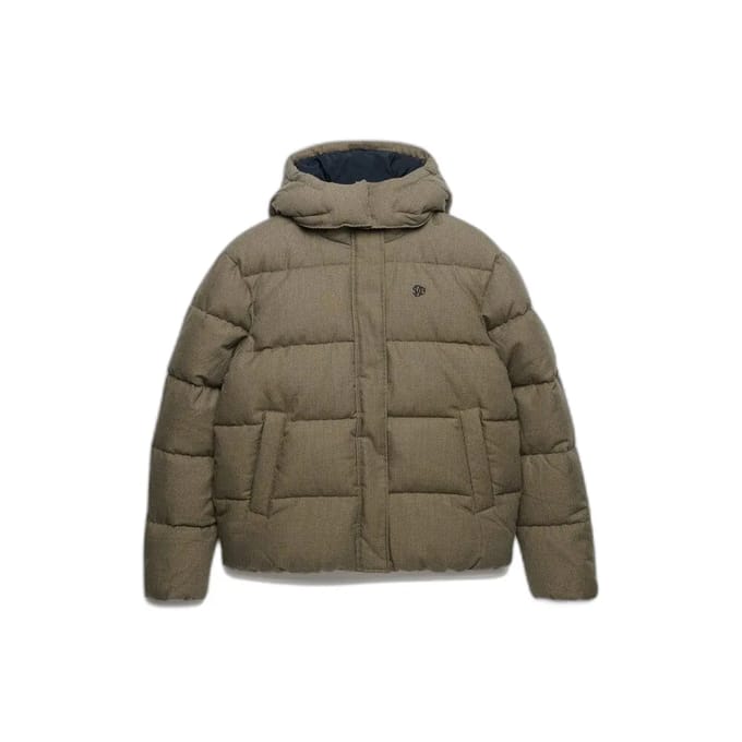 Superdry - Premium Geruite Puffer Jas met Capuchon - Dames - Gewatteerde jassen
