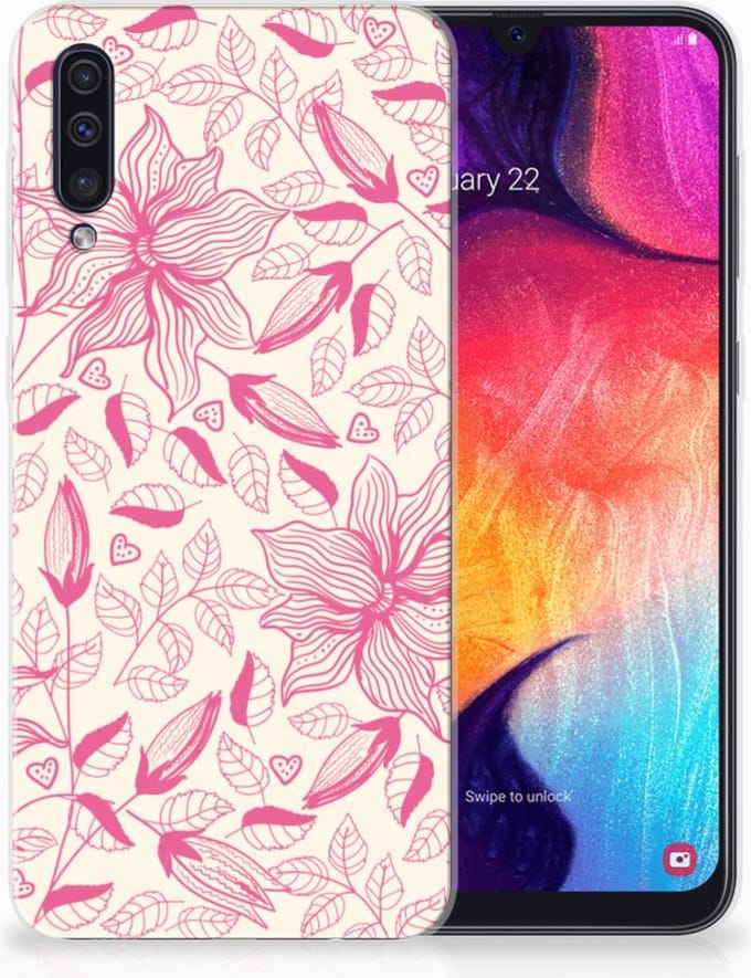 Samsung Galaxy A50 TPU Case Pink Flowers
