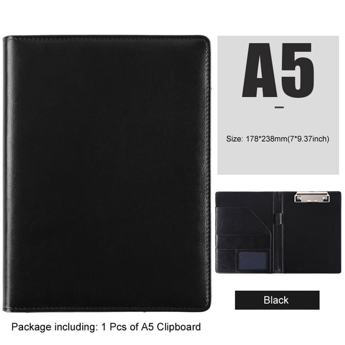 A5 / B5 Lederen Padfolio Portfolio Mappentas Klembord Documenthouder Zakelijk Contract Papierklem Schrijfblok voor Kantoor white