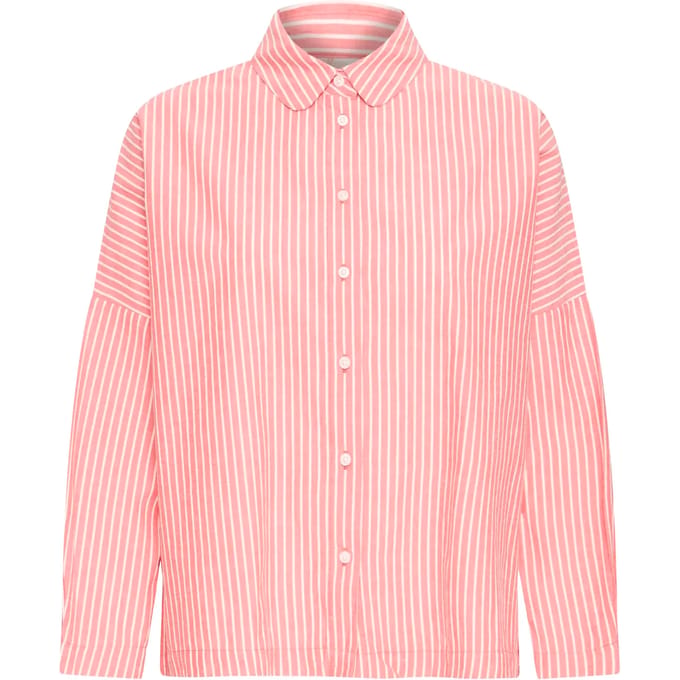 Ichi IHGILEY SH Dames Blouse - BIRCH / PINK STRIPE