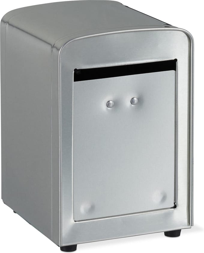 servettenhouder - retro - 15x9,5x11 cm - zilverkleurig