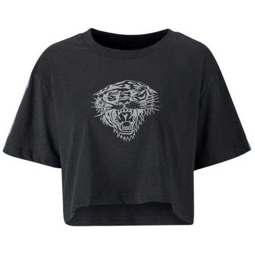 T-shirt Korte Mouw Ed Hardy Tiger Glow Crop Top Black