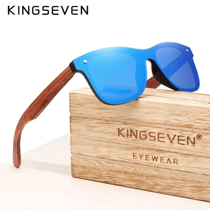 Kingseven vierkant Zonnebril - Unisex - Gepolariseerd - UV400 - Blauw