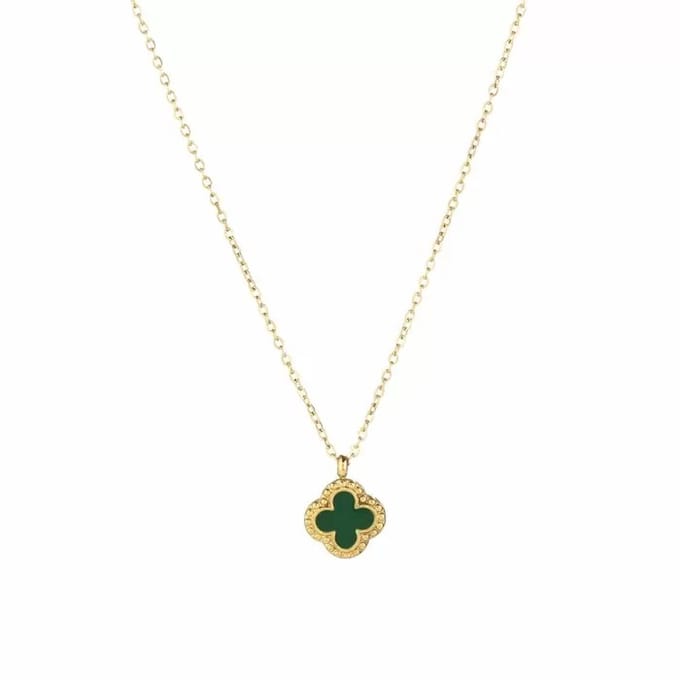Bijoutheek Collier Single Klaver Emaille Groen
