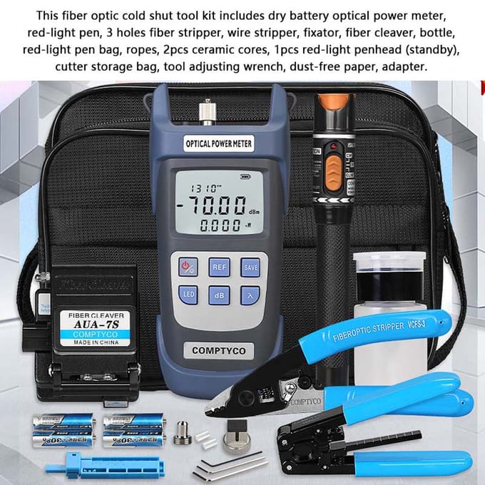 FTTH Glasvezel Cold Shut Tool Kit Multifunctionele glasvezelsplitser Optische vermogensmeter veelkleurig