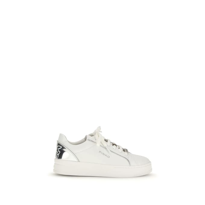 PINKO Witte Kalfslederen Bos Taurus Lage Sneakers