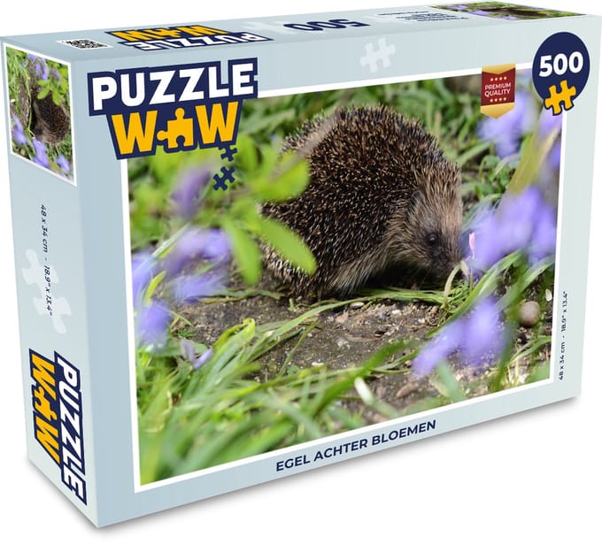 Puzzel Egel achter bloemen - Legpuzzel - Puzzel 500 stukjes