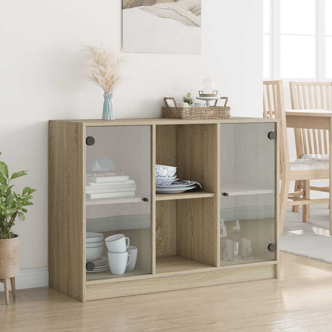vidaXL - Dressoir - 102x37x75,5 - cm - bewerkt - hout - sonoma - eikenkleurig