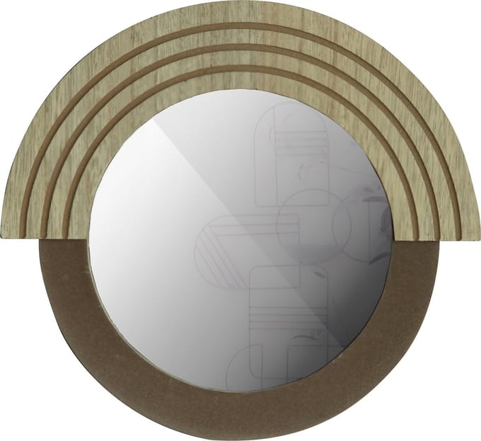 WOOOD Exclusive Hailey Spiegel Rond - Naturel - 29x33x1, 5