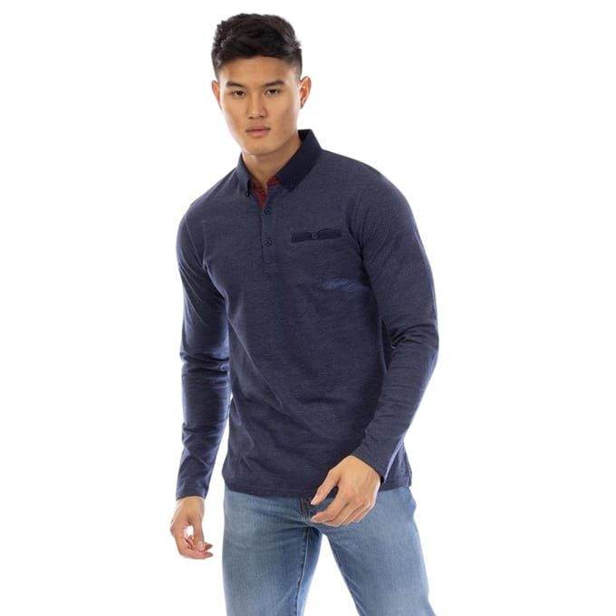 Peter Werth Ellstn-poloshirt met lange mouwen voor heren (Marine)