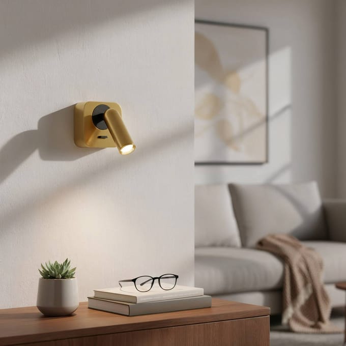 Ideal Lux LED wandspot Bean, messingkleurig, breedte 7 cm